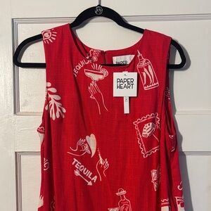 Paper Heart Red Graphic Tequila Dress